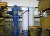 Cyclone dust collector is collecting wood dust.