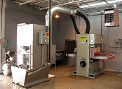 Wet dust collector collects aluminum dust from belt sander.