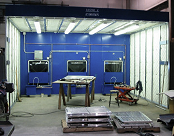 Wet dust collector booth collects aluminum dust.