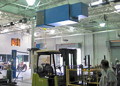 Industrial air cleaner filters fiberglass dust.